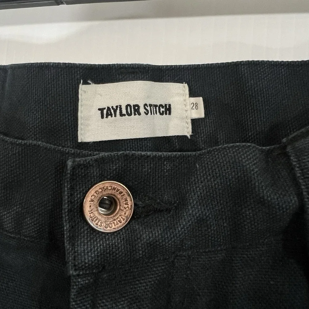 Taylor Stitch Chore Pants Mens Size 28 Black Wash Button Fly Straight Tapered